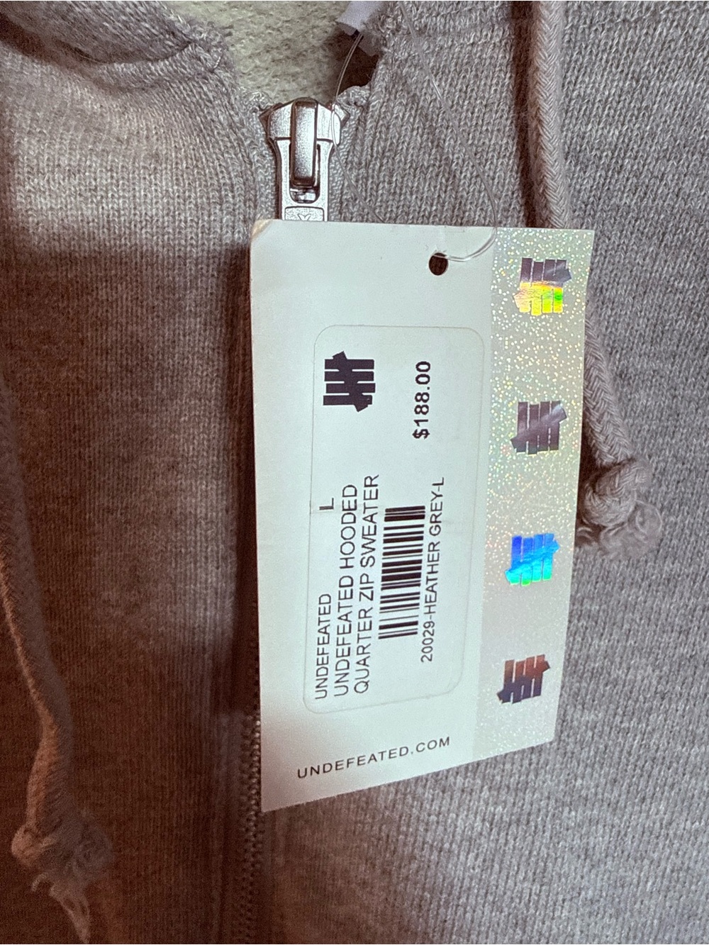 Undefeated Heather Grey Quarter-Zip Hooded Sweater - Picture 2 of 5